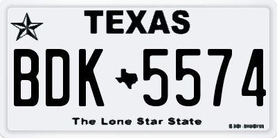 TX license plate BDK5574