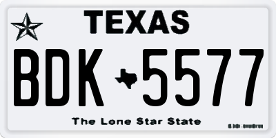 TX license plate BDK5577