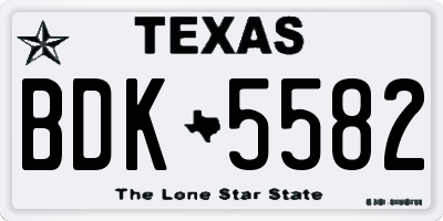 TX license plate BDK5582