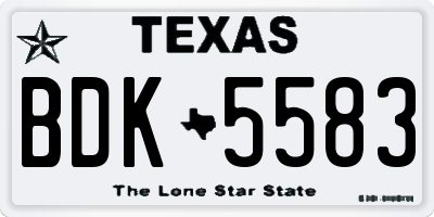 TX license plate BDK5583