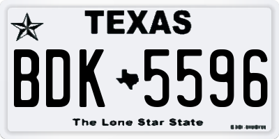 TX license plate BDK5596