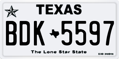 TX license plate BDK5597
