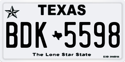 TX license plate BDK5598