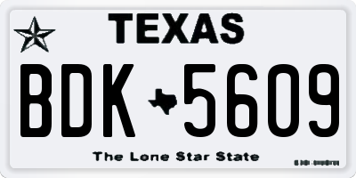 TX license plate BDK5609