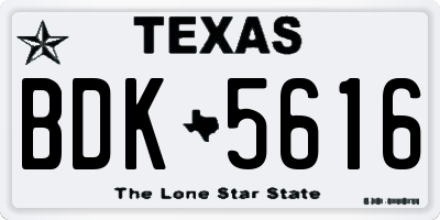 TX license plate BDK5616