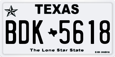 TX license plate BDK5618