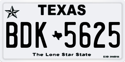 TX license plate BDK5625
