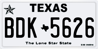 TX license plate BDK5626