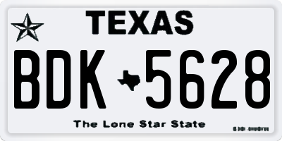 TX license plate BDK5628
