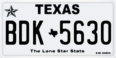 TX license plate BDK5630
