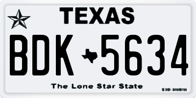 TX license plate BDK5634