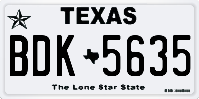 TX license plate BDK5635