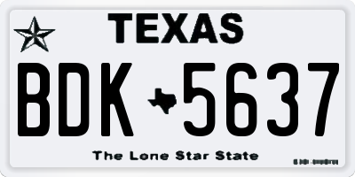 TX license plate BDK5637