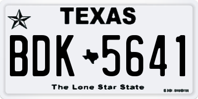 TX license plate BDK5641