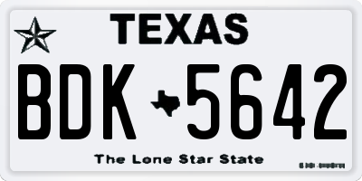 TX license plate BDK5642