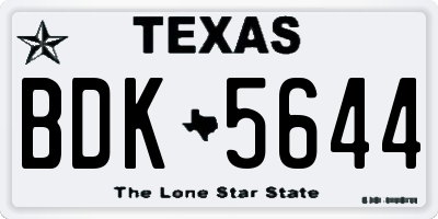 TX license plate BDK5644