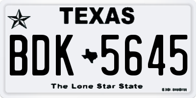 TX license plate BDK5645