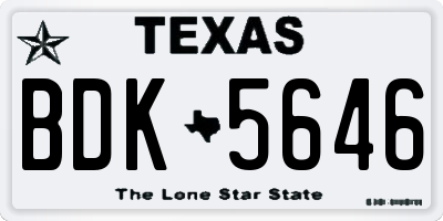 TX license plate BDK5646