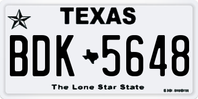 TX license plate BDK5648