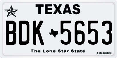 TX license plate BDK5653