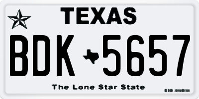 TX license plate BDK5657