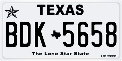TX license plate BDK5658