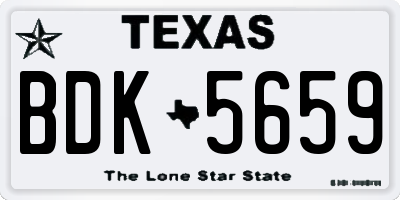 TX license plate BDK5659