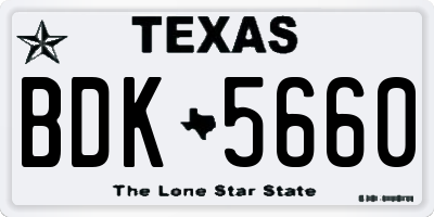 TX license plate BDK5660