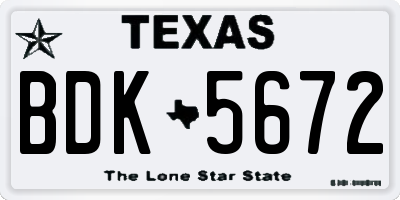 TX license plate BDK5672