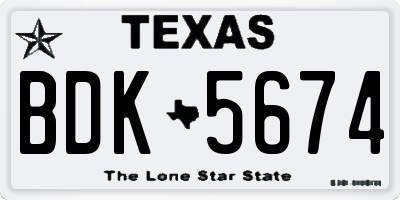 TX license plate BDK5674