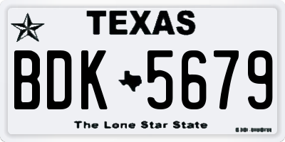 TX license plate BDK5679