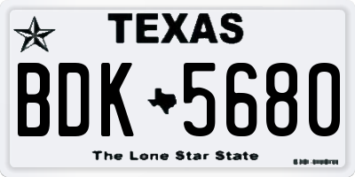 TX license plate BDK5680