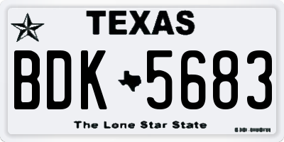 TX license plate BDK5683