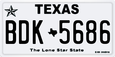 TX license plate BDK5686