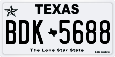 TX license plate BDK5688
