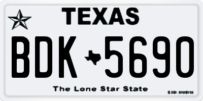TX license plate BDK5690