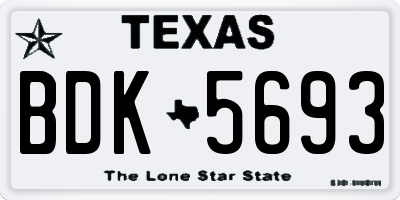 TX license plate BDK5693