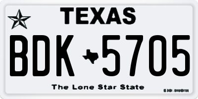TX license plate BDK5705