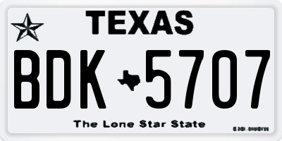 TX license plate BDK5707