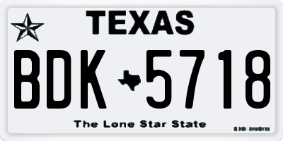 TX license plate BDK5718