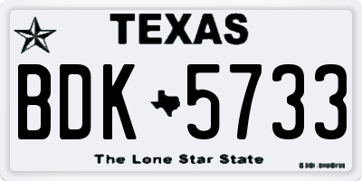 TX license plate BDK5733