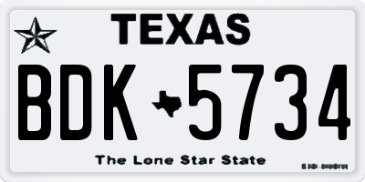 TX license plate BDK5734