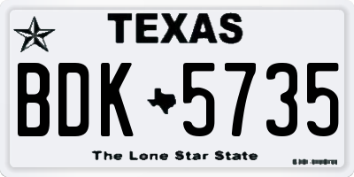 TX license plate BDK5735
