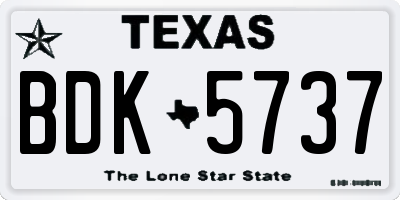 TX license plate BDK5737