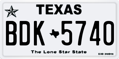 TX license plate BDK5740