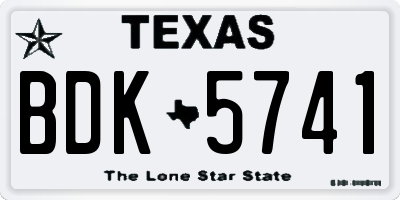 TX license plate BDK5741