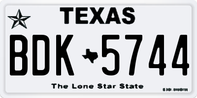 TX license plate BDK5744