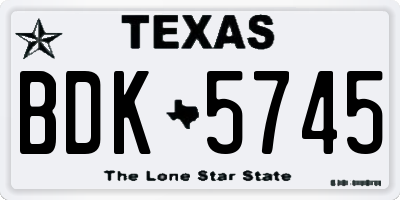 TX license plate BDK5745