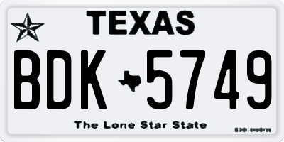 TX license plate BDK5749