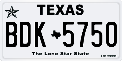 TX license plate BDK5750